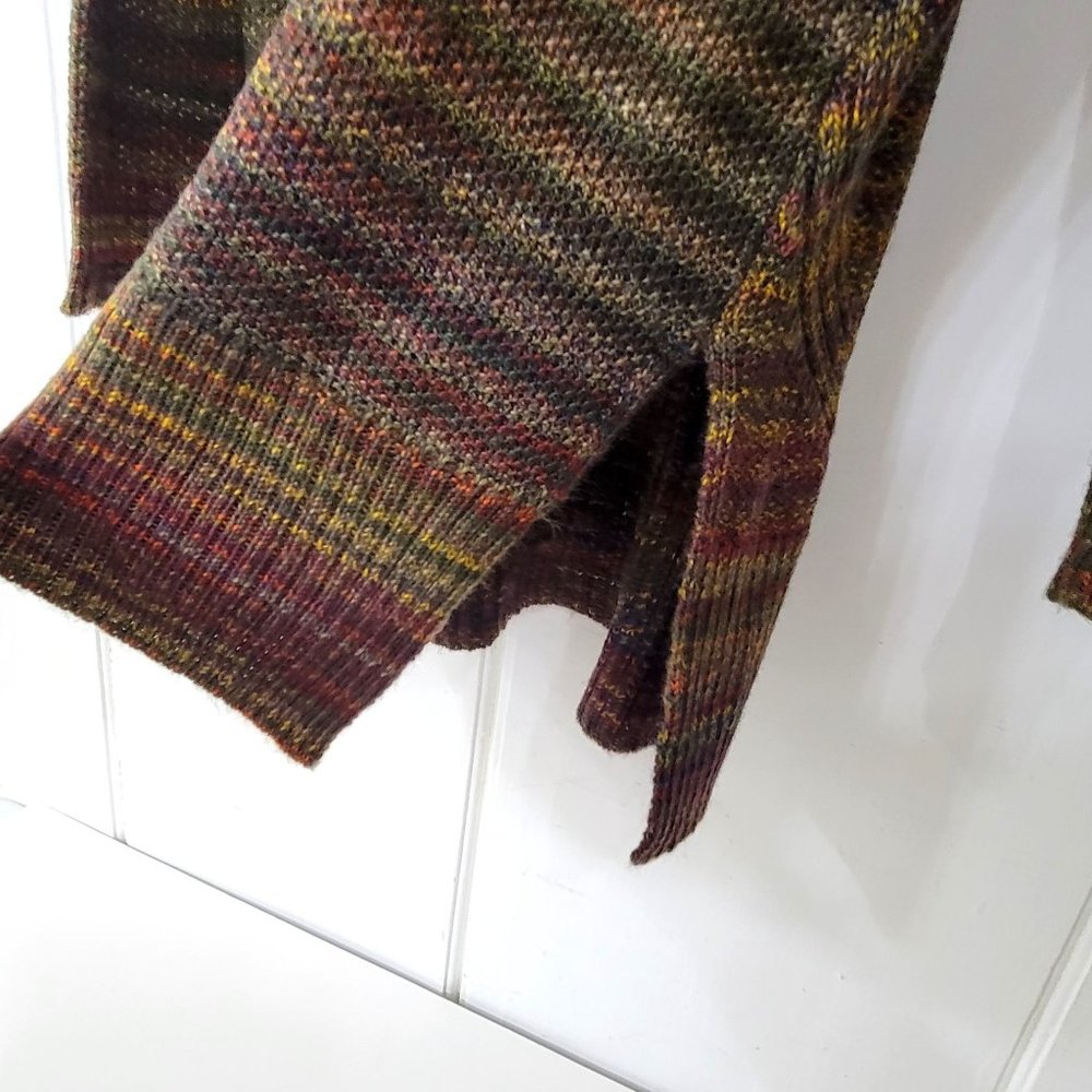 Cb Brown Variegated Textured Knit Cowl Neck Pullover Tunic Sweater Dress - Picture 6 of 7